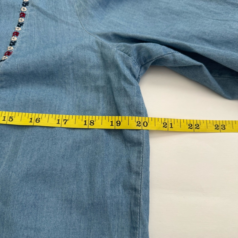 Splash Light Blue Embroidered Denim Midi Dress - Picture 9 of 10